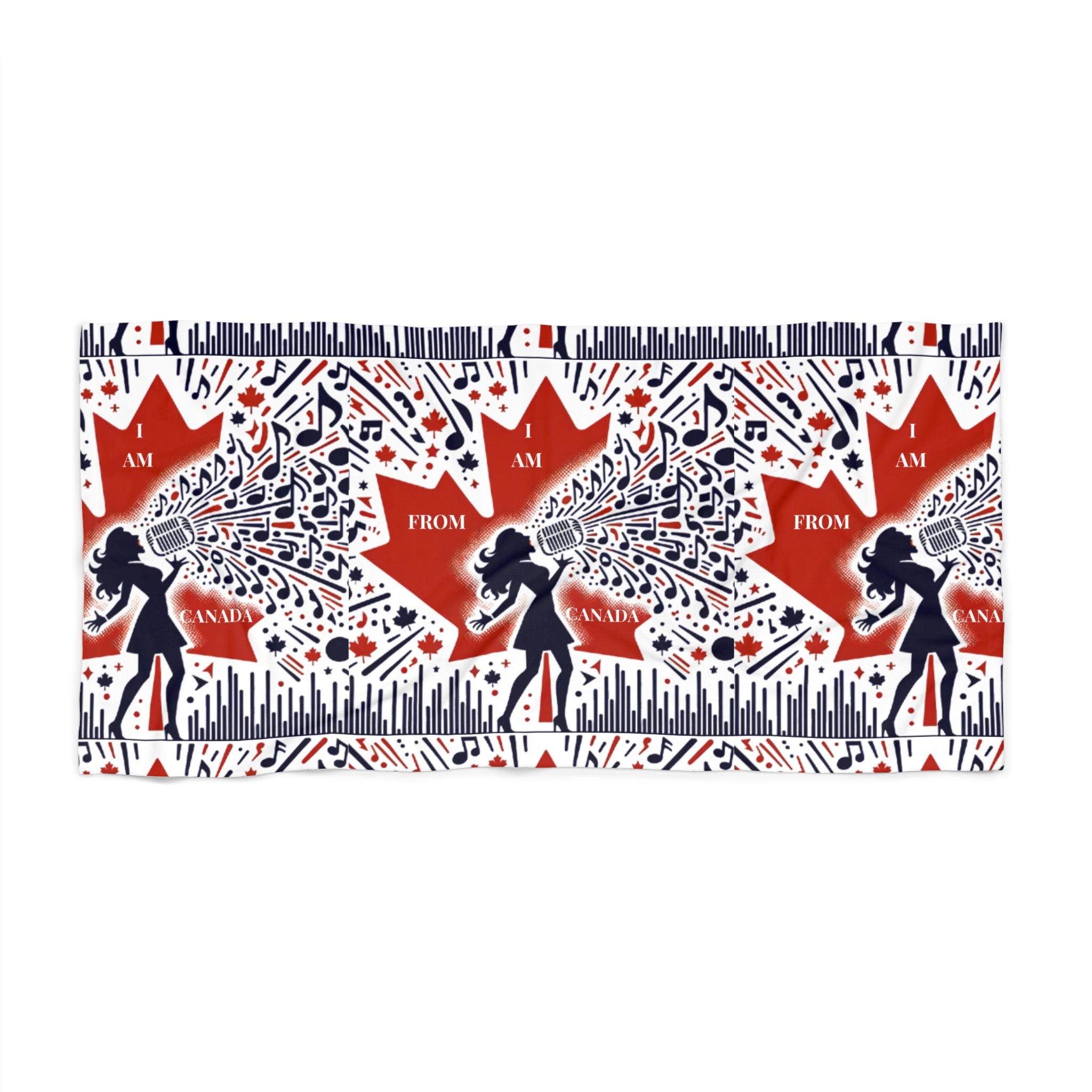 Canada Music Lover Beach Towel — 'I Am From Canada' Maple Leaf Design