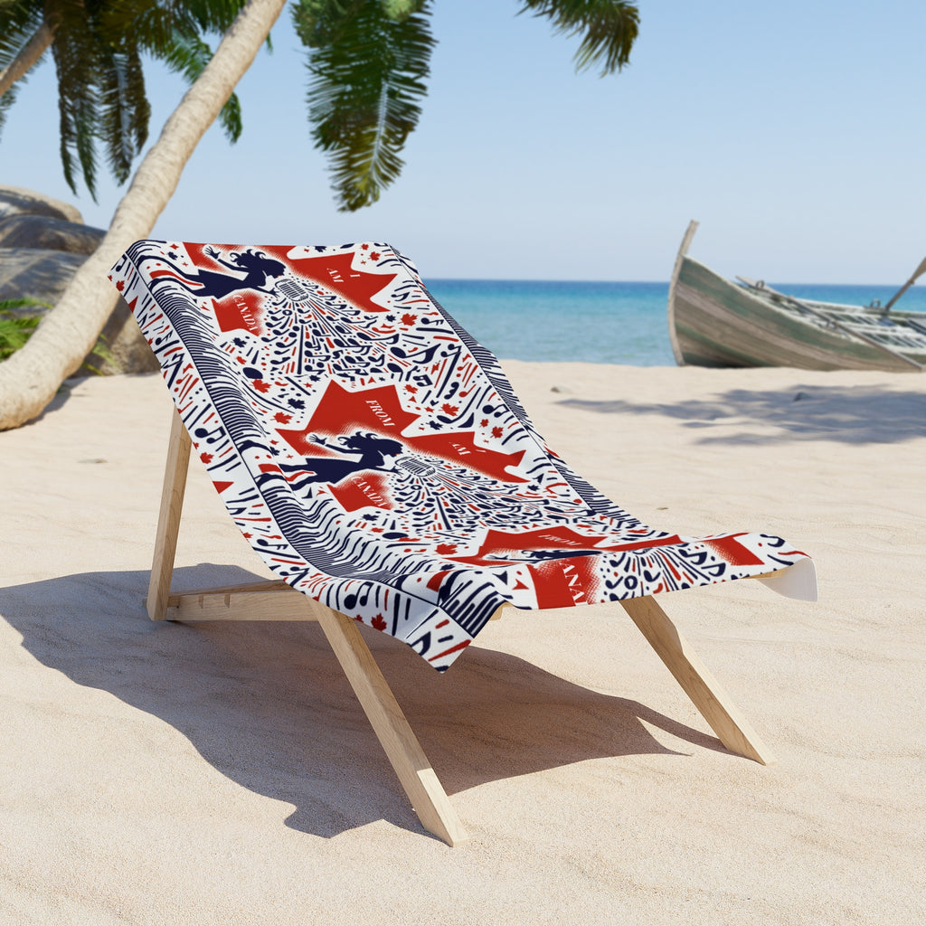 Canada Music Lover Beach Towel — 'I Am From Canada' Maple Leaf Design
