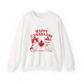 Canada Day Sweatshirt — Cute Huskies & Maple Leaf "Happy Canada Day" Crewneck