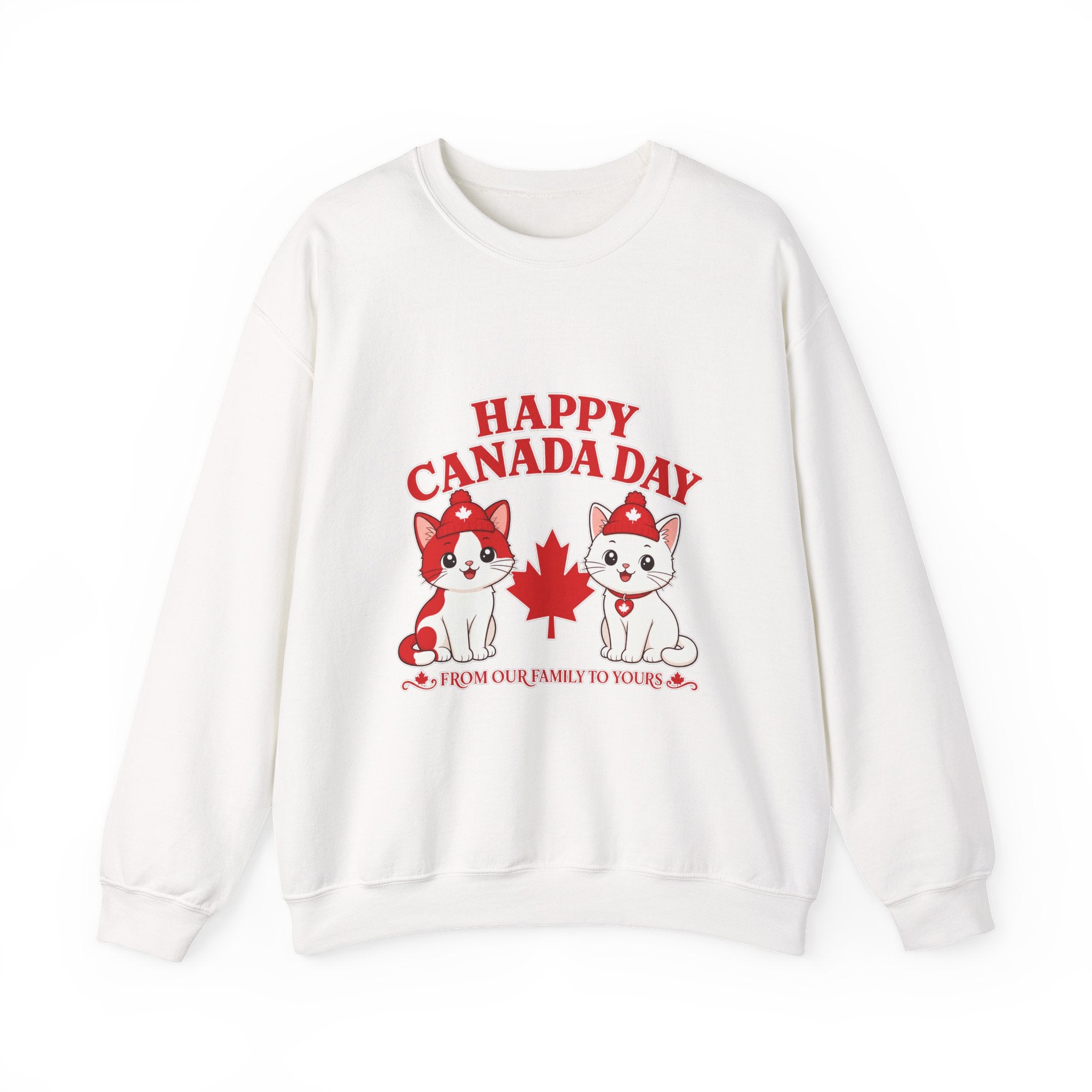 Canada Day Sweatshirt — Cute Huskies & Maple Leaf "Happy Canada Day" Crewneck